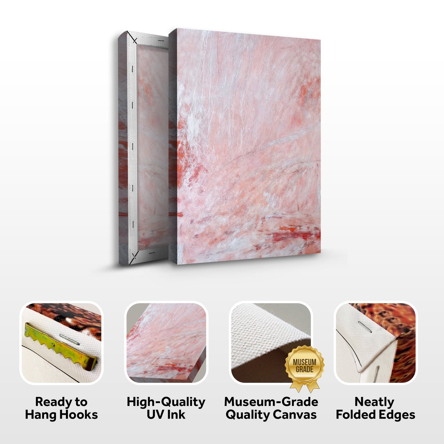 Canvas Print Crimson Veil, 3-panel Tailored Canvases pink marbled texture on Tampa Home & Garden Store