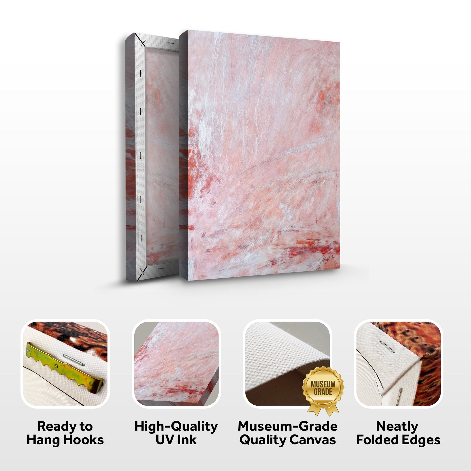 Canvas Print Crimson Veil, 3-panel Tailored Canvases pink marbled texture on Tampa Home & Garden Store