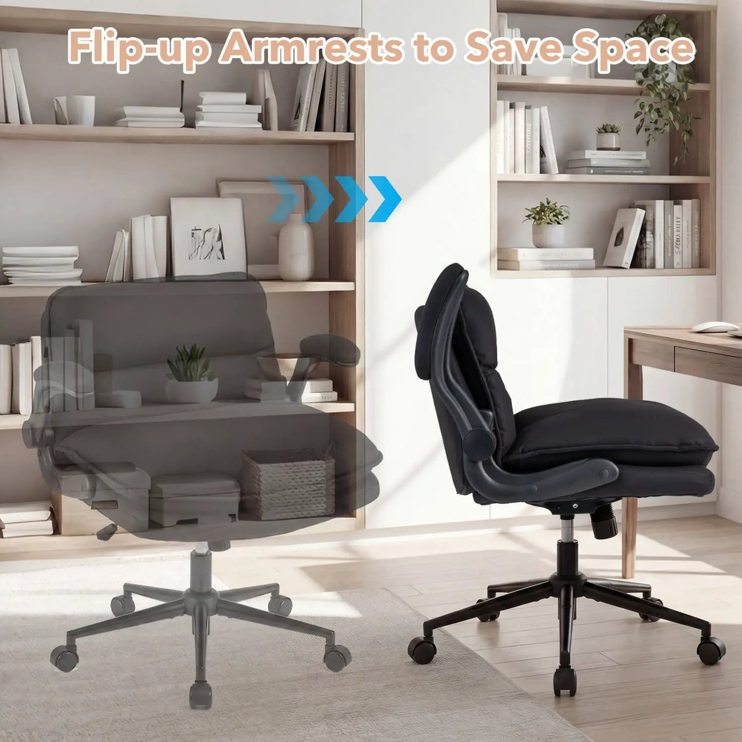 Criss Cross Chair on Wheels with Flip Up Arms