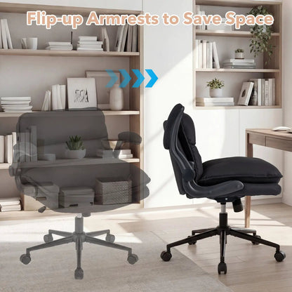 Criss Cross Chair on Wheels with Flip Up Arms