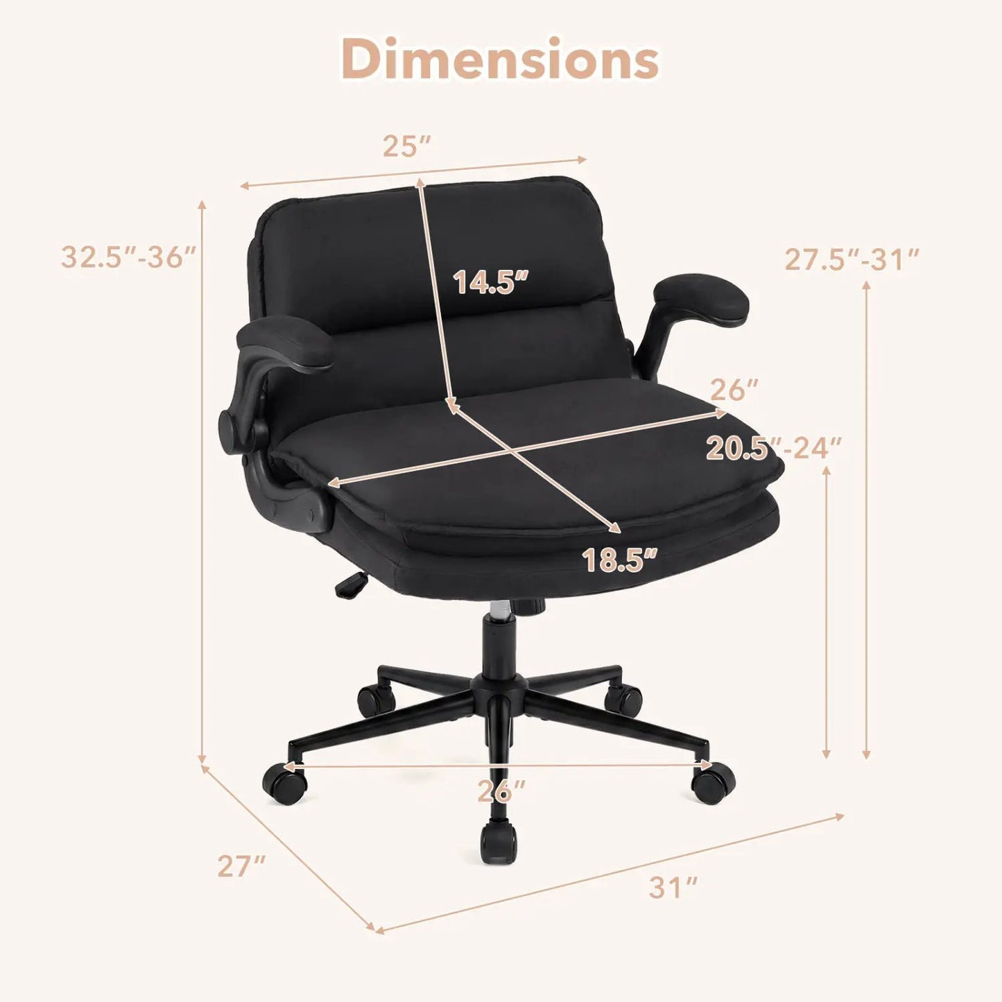Criss Cross Chair on Wheels with Flip Up Arms