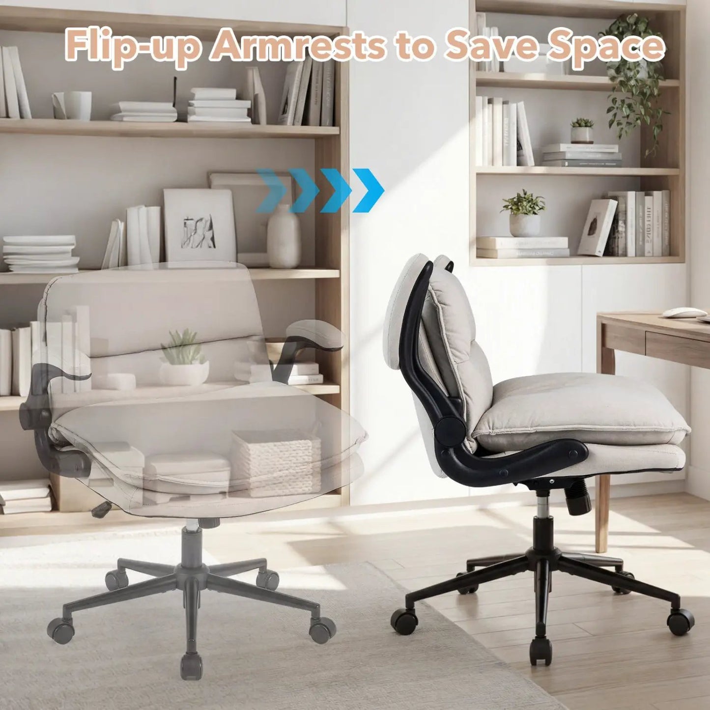 Criss Cross Chair on Wheels with Flip Up Arms