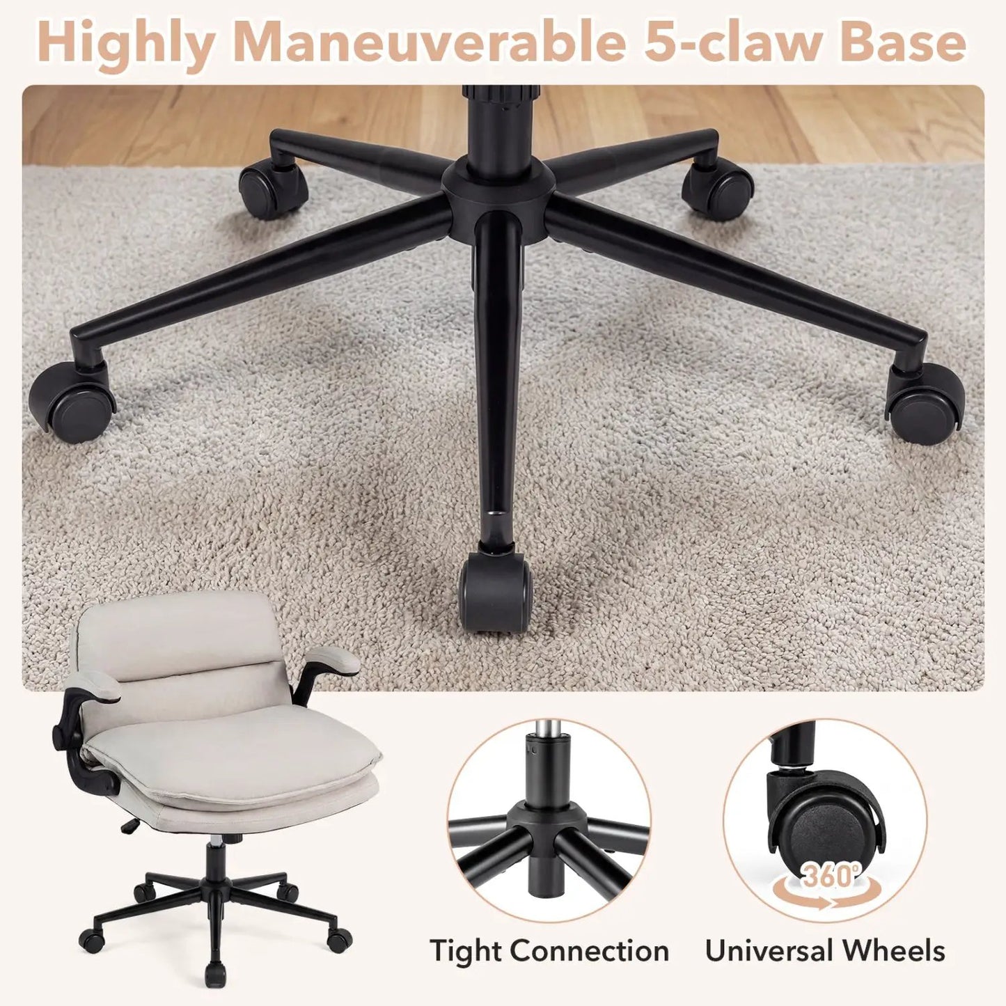 Criss Cross Chair on Wheels with Flip Up Arms