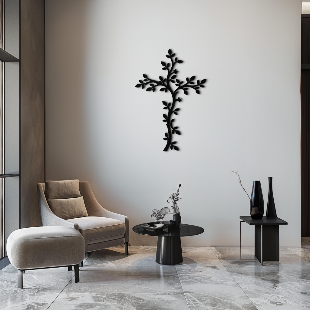 Cross Metal Wall Art - Sacred Christian Steel Wall Decor- KAF483 - Tampa Home & Garden Store