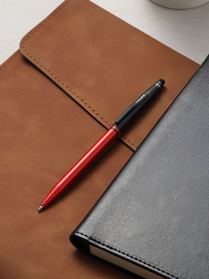 Click Tuxedo Satin Metallic Red Ballpoint Pen by A.T. Cross with black cap on Tampa Home & Garden Store