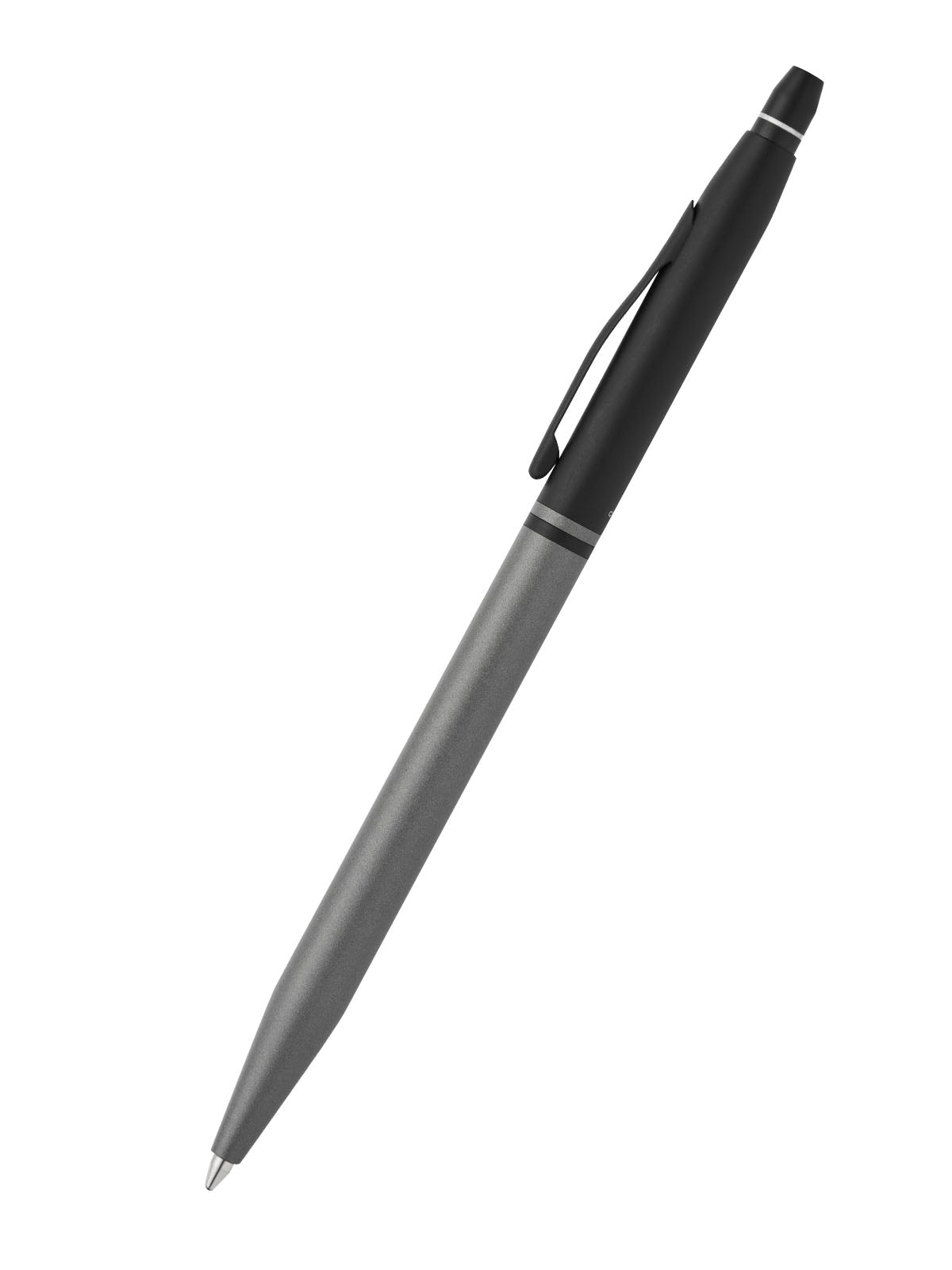 Click Tuxedo Satin Metallic Gray Ballpoint Pen by A.T. Cross with black cap and clip on Tampa Home & Garden Store