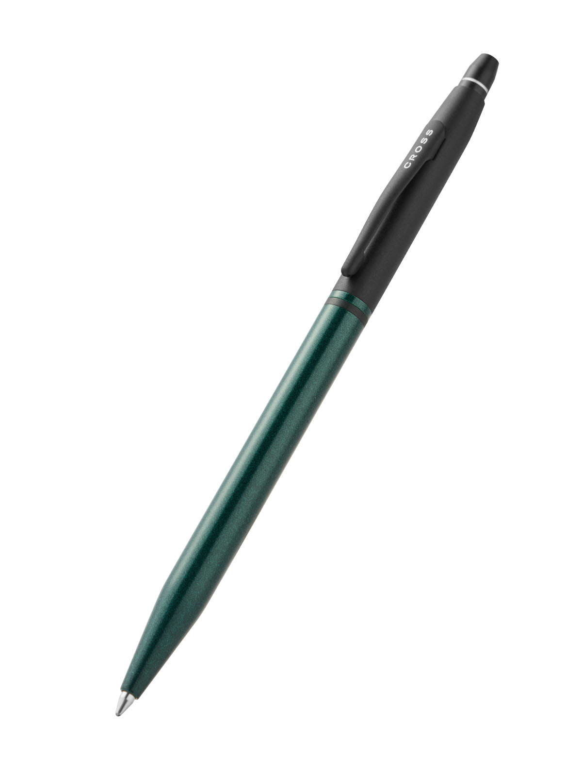 Click Tuxedo Satin Metallic Green Ballpoint Pen by A.T. Cross with green barrel and black cap on Tampa Home & Garden Store