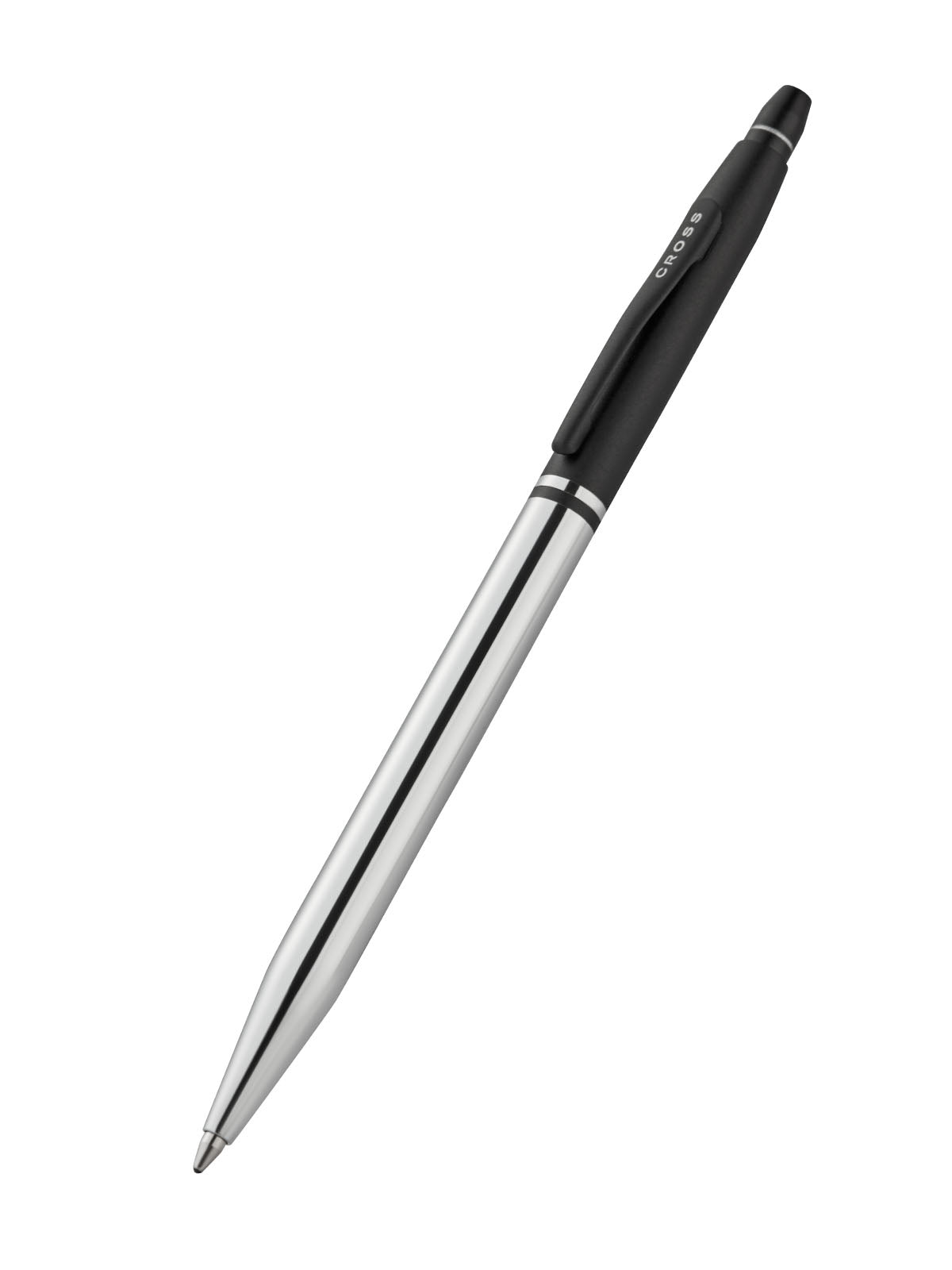 Click Tuxedo Chrome Ballpoint Pen by Cross with black grip and chrome barrel on Tampa Home & Garden Store