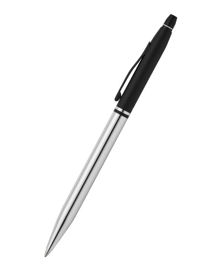 A.T. Cross Click Tuxedo Chrome Ballpoint Pen with black grip and silver barrel, clip on Tampa Home & Garden Store