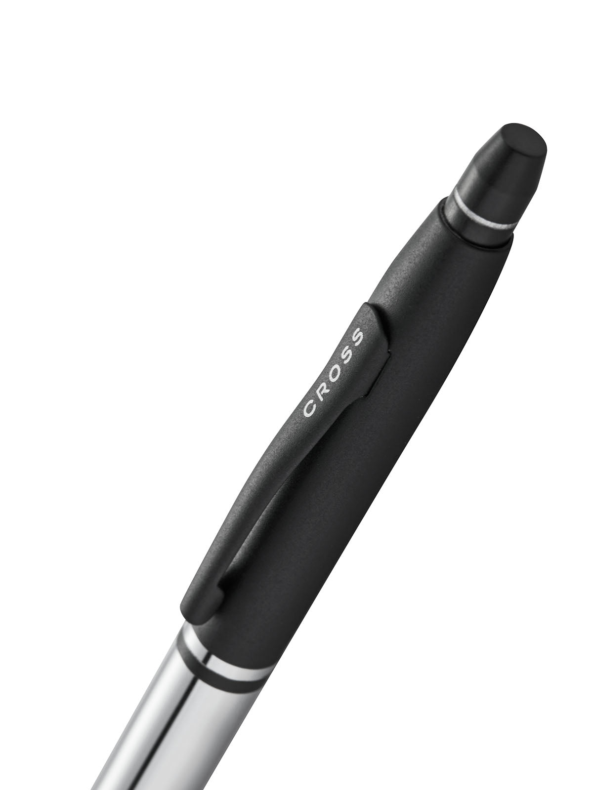 Cross Click Tuxedo Chrome Ballpoint Pen with black grip and silver barrel on Tampa Home & Garden Store