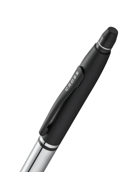 Cross Click Tuxedo Chrome Ballpoint Pen with black grip and silver barrel on Tampa Home & Garden Store
