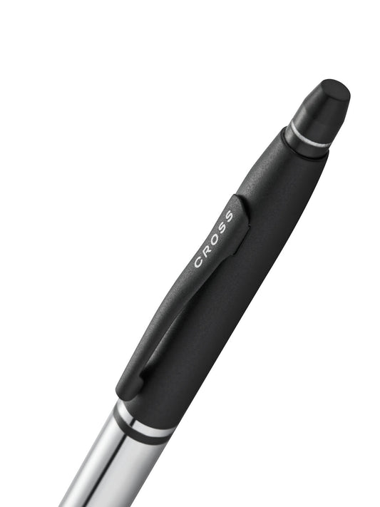 Cross Click Tuxedo Chrome Ballpoint Pen with black grip and silver barrel on Tampa Home & Garden Store