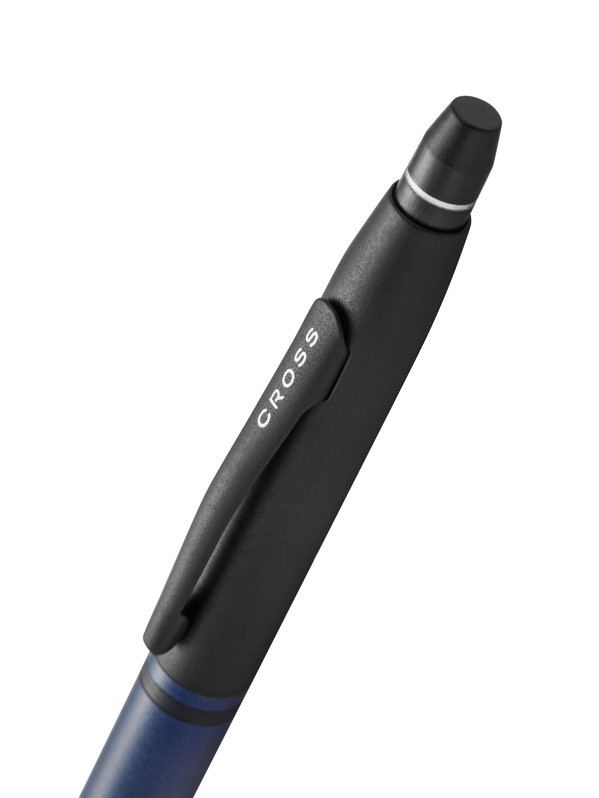 Click Tuxedo Satin Metallic Blue Ballpoint Pen by A.T. Cross with black clip on Tampa Home & Garden Store