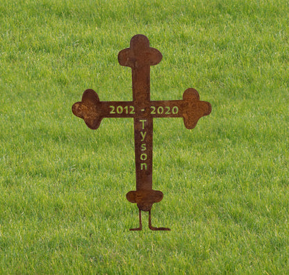 Memorial Cross lawn ornament, rusted metal, 25in, Rustica Ornamentals on Tampa Home & Garden Store