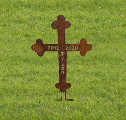 Roadside memorial cross, 18-inch rusted lawn ornament by Rustica Ornamentals on Tampa Home & Garden Store