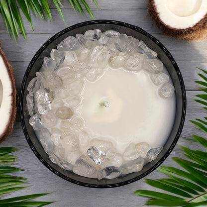 Crown Chakra Crystal Candle with Crystal Quartz | Coconut-Soy Wax Candle, 9oz - Tampa Home & Garden Store
