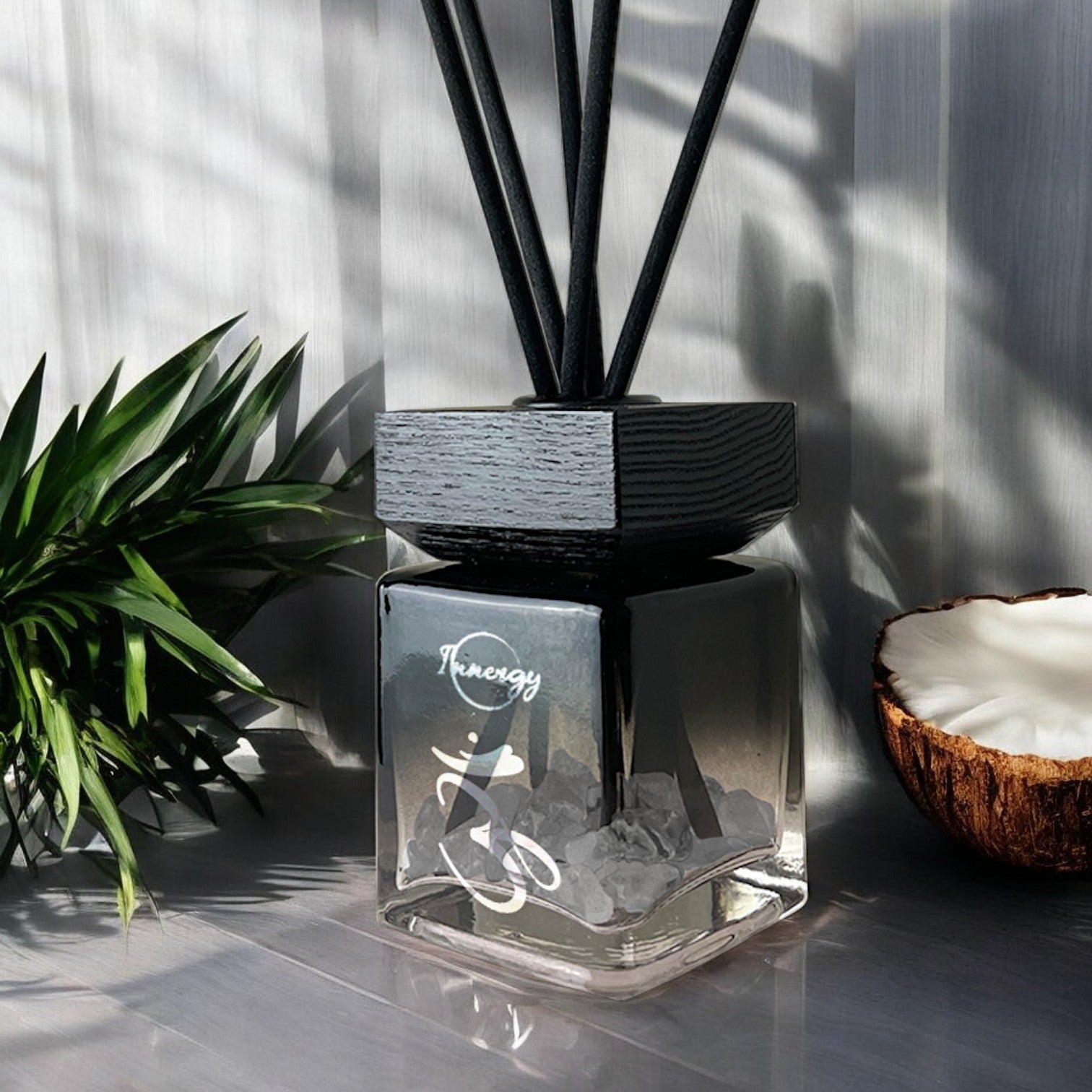Crown Chakra Crystal-Enhanced Reed Oil Diffuser, Island Zen Scent, 100ml - Tampa Home & Garden Store