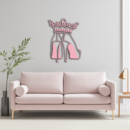 Crown High Heels Silhouette – Pink Metal Wall Art for Modern Glam Décor - KAFGP182 - Tampa Home & Garden Store