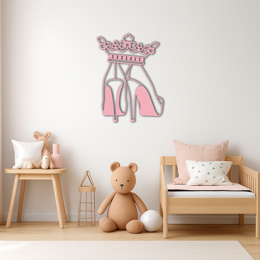 Crown High Heels Silhouette – Pink Metal Wall Art for Modern Glam Décor - KAFGP182 - Tampa Home & Garden Store