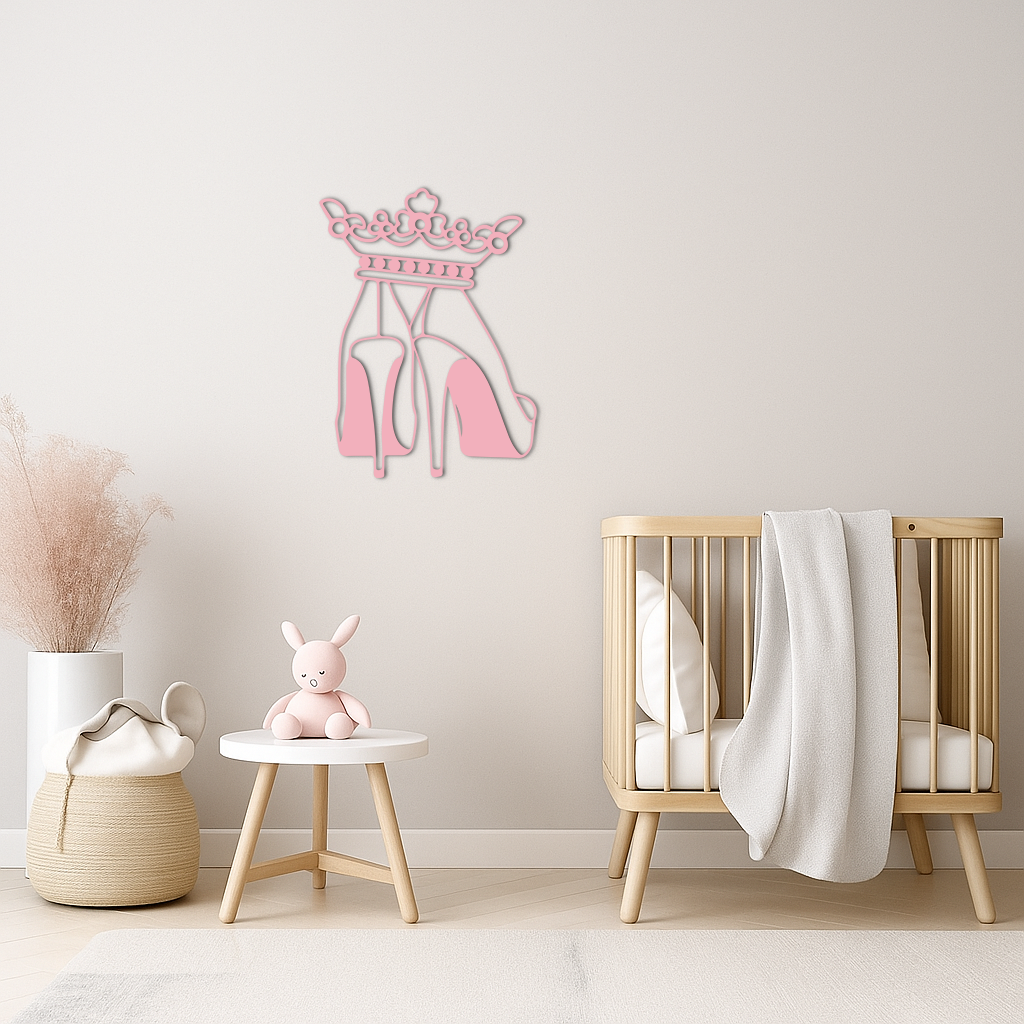 Crown High Heels Silhouette – Pink Metal Wall Art for Modern Glam Décor - KAFGP182 - Tampa Home & Garden Store
