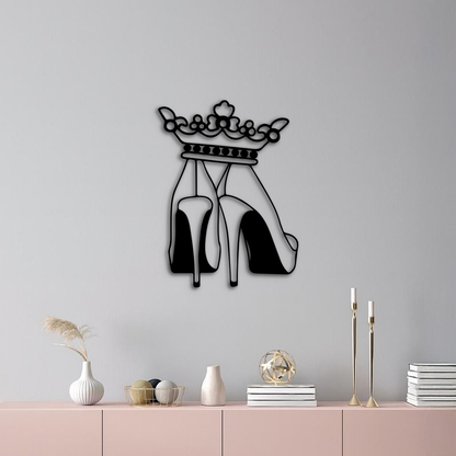 Crown High Heels Silhouette – Pink Metal Wall Art for Modern Glam Décor - KAFGP182 - Tampa Home & Garden Store
