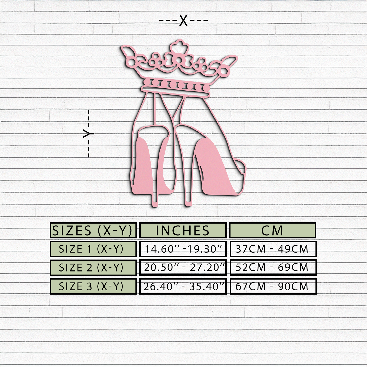 Crown High Heels Silhouette – Pink Metal Wall Art for Modern Glam Décor - KAFGP182 - Tampa Home & Garden Store