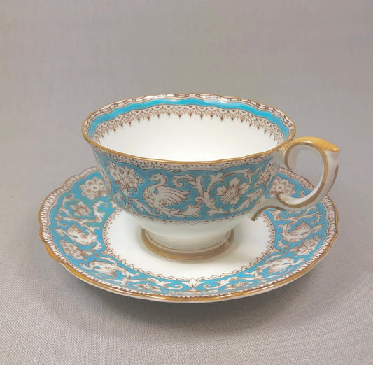 Crown Staffordshire Ellesmere Tea Cup and Saucer. Amazing Set with Repousse Detail ing, Number 14962 . - Tampa Home & Garden Store