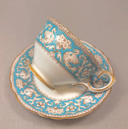 Crown Staffordshire Ellesmere Tea Cup and Saucer. Amazing Set with Repousse Detail ing, Number 14962 . - Tampa Home & Garden Store