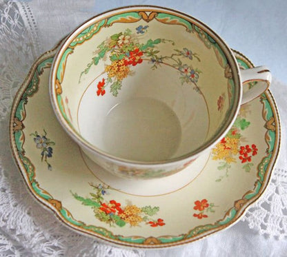 Crown Staffordshire Ellesmere Tea Cup and Saucer. Amazing Set with Repousse Detail ing, Number 14962 . - Tampa Home & Garden Store