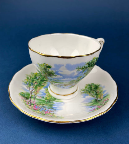 Crown Staffordshire Ellesmere Tea Cup and Saucer. Amazing Set with Repousse Detail ing, Number 14962 . - Tampa Home & Garden Store