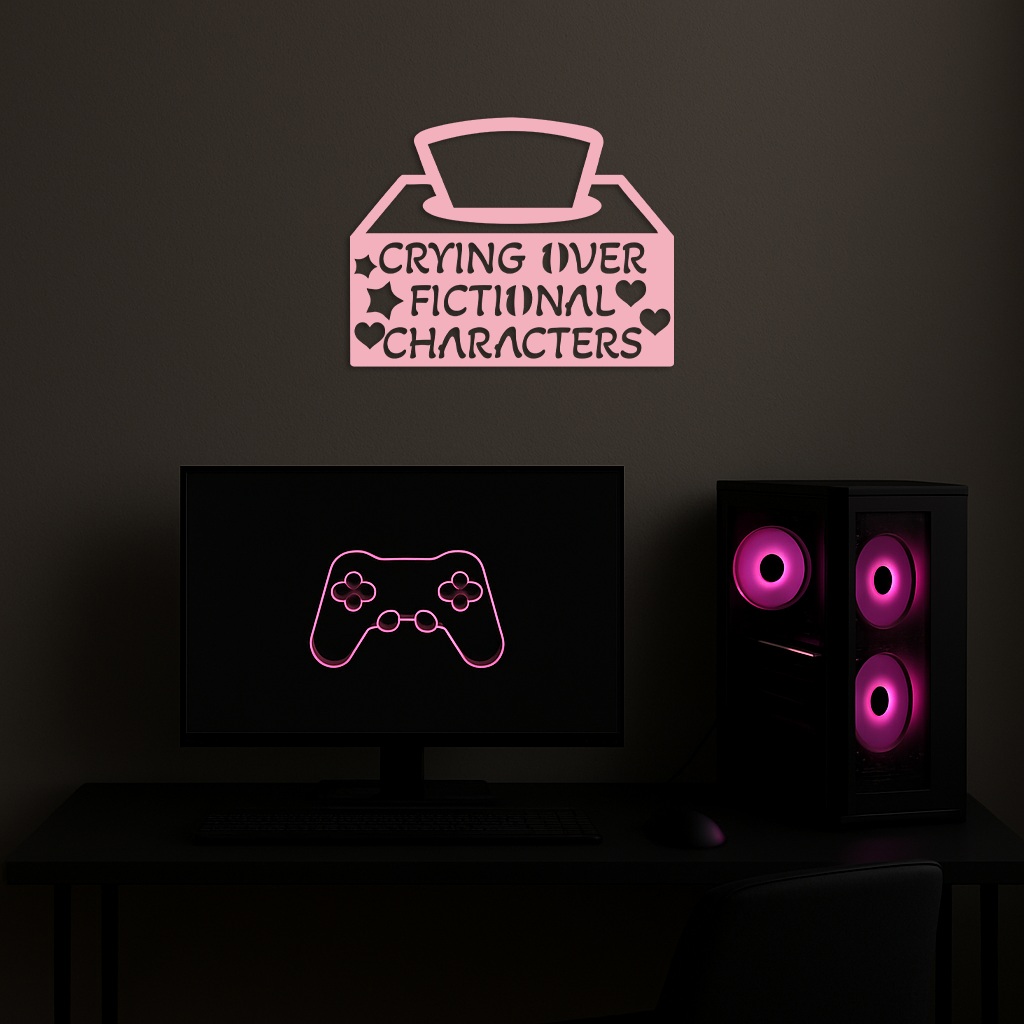 Crying Over Fictional Characters Metal Wall Art – Book & Movie Lovers Quote Decor - KAFGP090 - Tampa Home & Garden Store