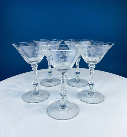 Crystal Champagne Glasses with Ball Stem. Enchantress by Mikasa. Frosted Ball Shaped like Berries & Leaves. Set of 11. Beautiful Ping. - Tampa Home & Garden Store
