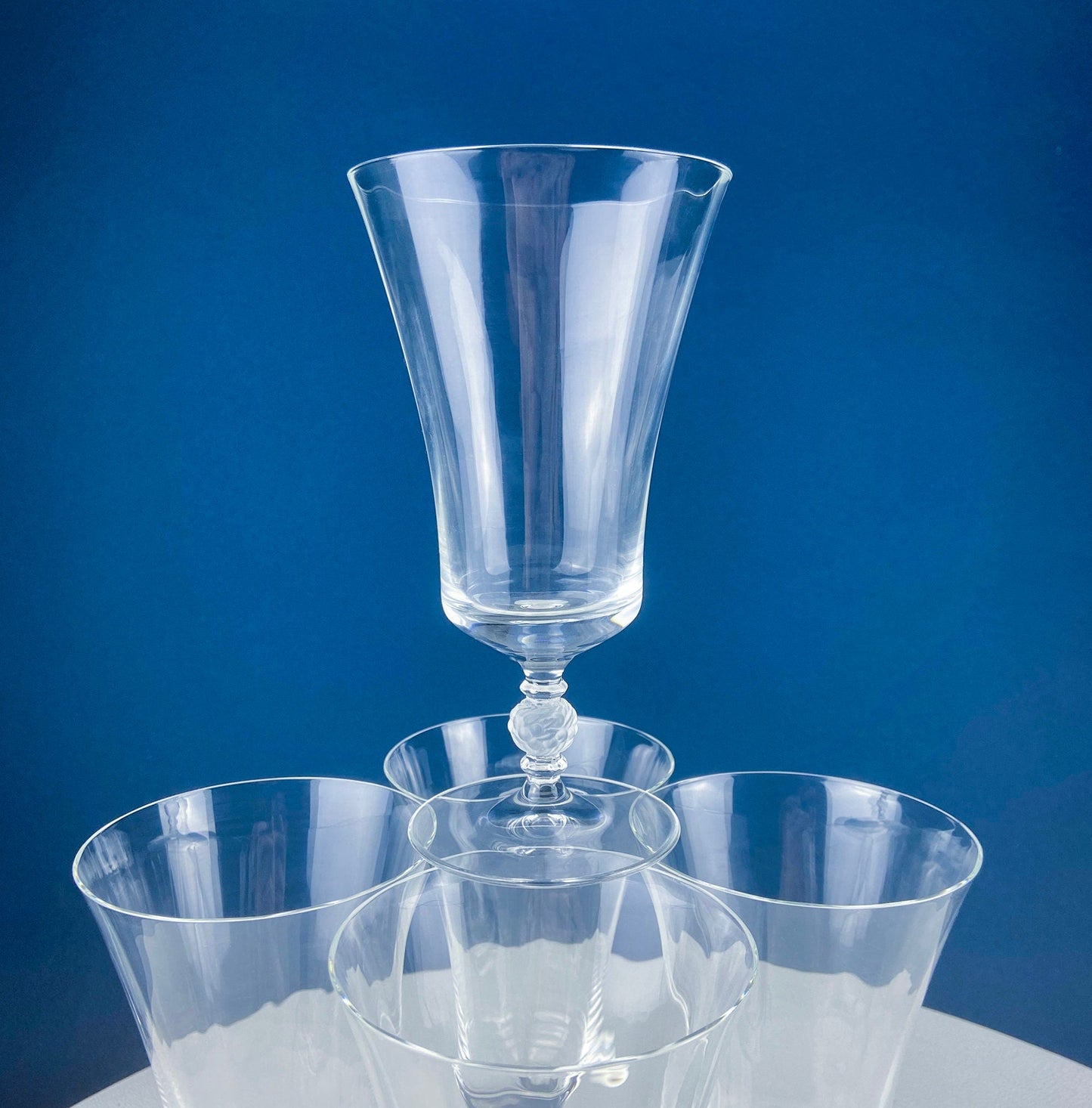 Crystal Water/Ice Tea Goblets with Ball Stem. Enchantress by Mikasa. Frosted Ball Shaped like Berries & Leaves. Set of 10. Beautiful Ping. - Tampa Home & Garden Store