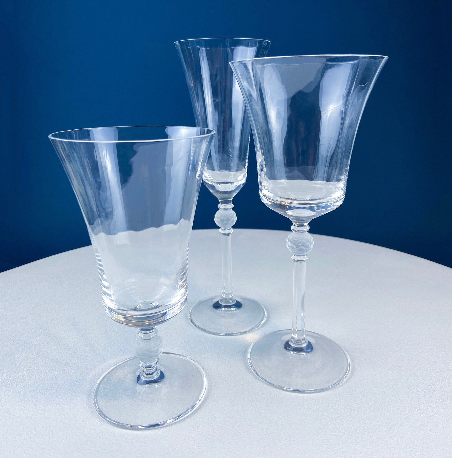 Crystal Water/Ice Tea Goblets with Ball Stem. Enchantress by Mikasa. Frosted Ball Shaped like Berries & Leaves. Set of 10. Beautiful Ping. - Tampa Home & Garden Store