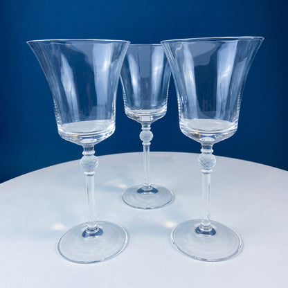 Crystal Wine Goblets with Ball Stem. Enchantress by Mikasa. Frosted Ball Shaped like Berries & Leaves. Set of 9. Stunning Ping. - Tampa Home & Garden Store