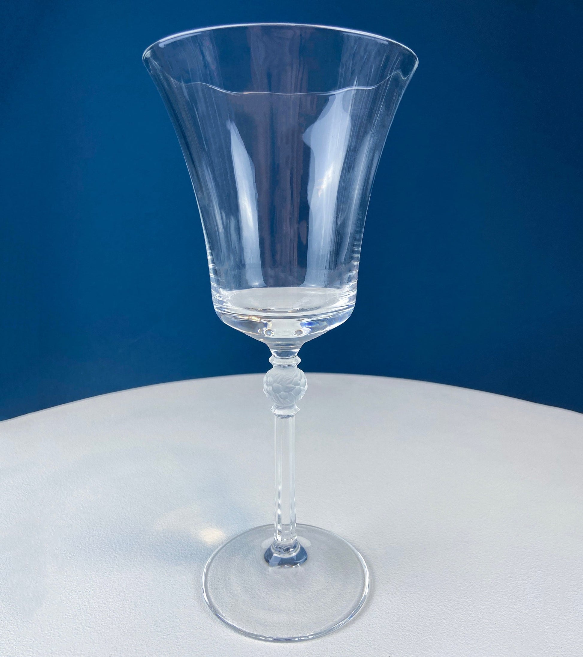 Crystal Wine Goblets with Ball Stem. Enchantress by Mikasa. Frosted Ball Shaped like Berries & Leaves. Set of 9. Stunning Ping. - Tampa Home & Garden Store