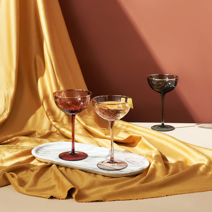 Tonal Gold Rim Champagne Coupe Set of Six