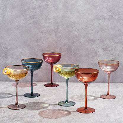 Tonal Gold Rim Champagne Coupe Set of Six