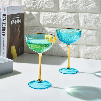 Set of 2 Crystal Champagne Coupe Glasses