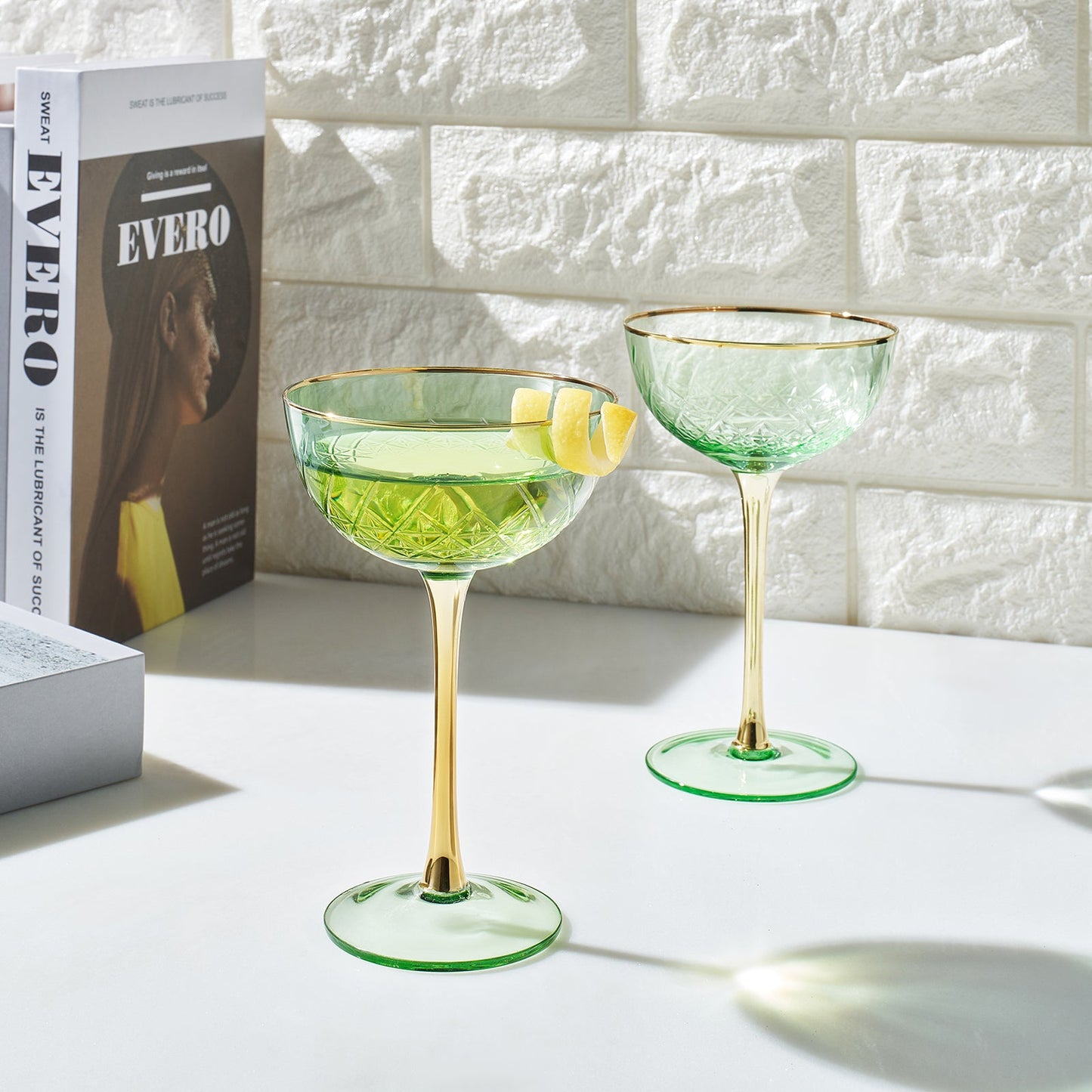 Premium Crystal And Champagne Coupe Set