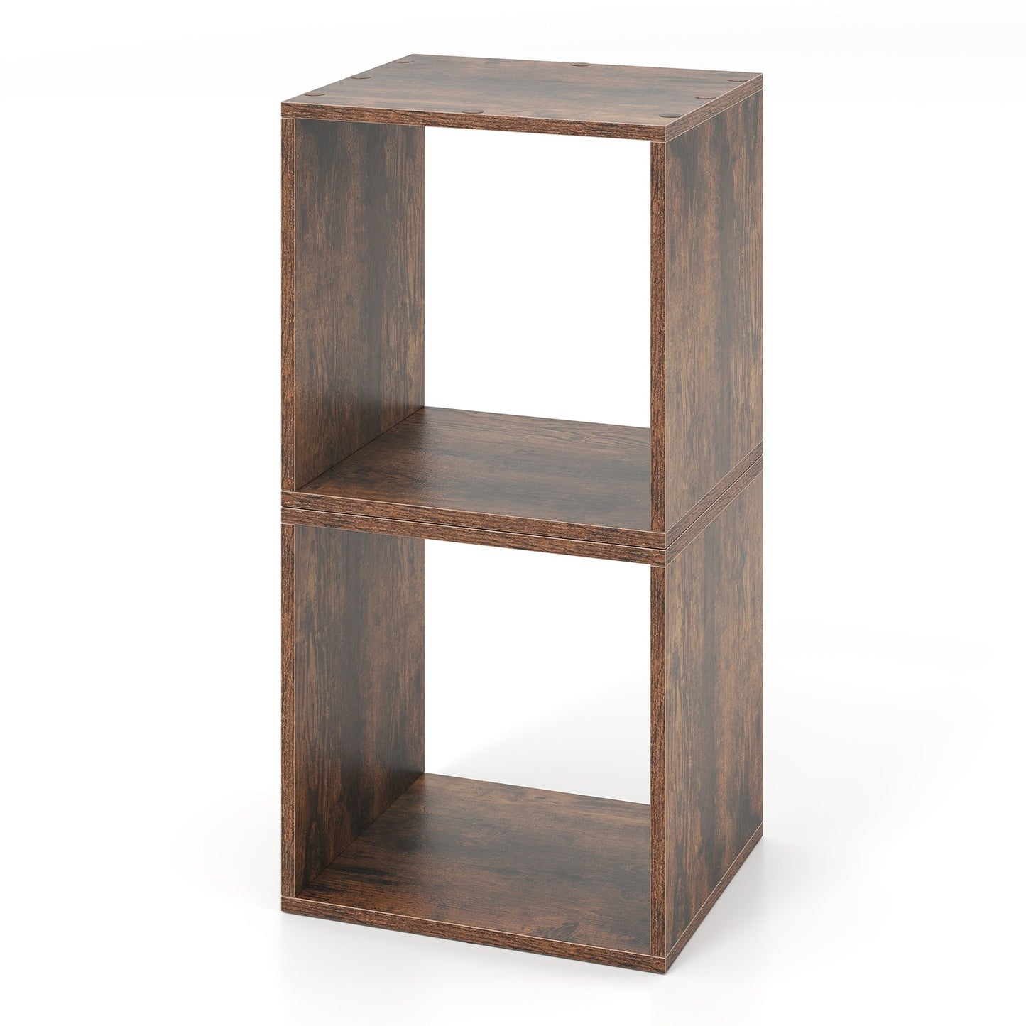 2 Cubes Stackable Bookcase for Living Room and Study-Natural