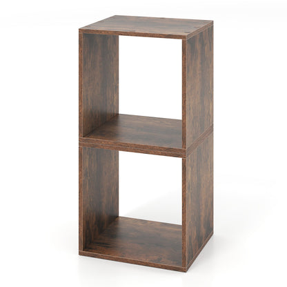 2 Cubes Stackable Bookcase for Living Room and Study-Natural