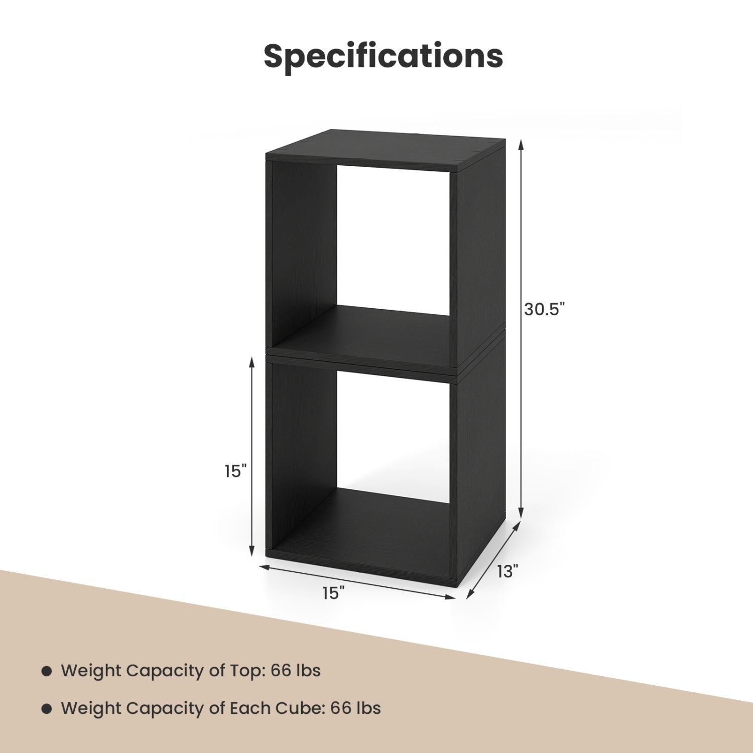 Cube storage organizer bookcase set of 2, black modular 3-shelf open cubbies DirectDeals on Tampa Home & Garden Store