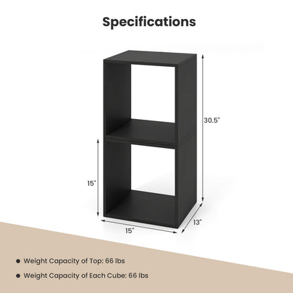 Cube storage organizer bookcase set of 2, black modular 3-shelf open cubbies DirectDeals on Tampa Home & Garden Store