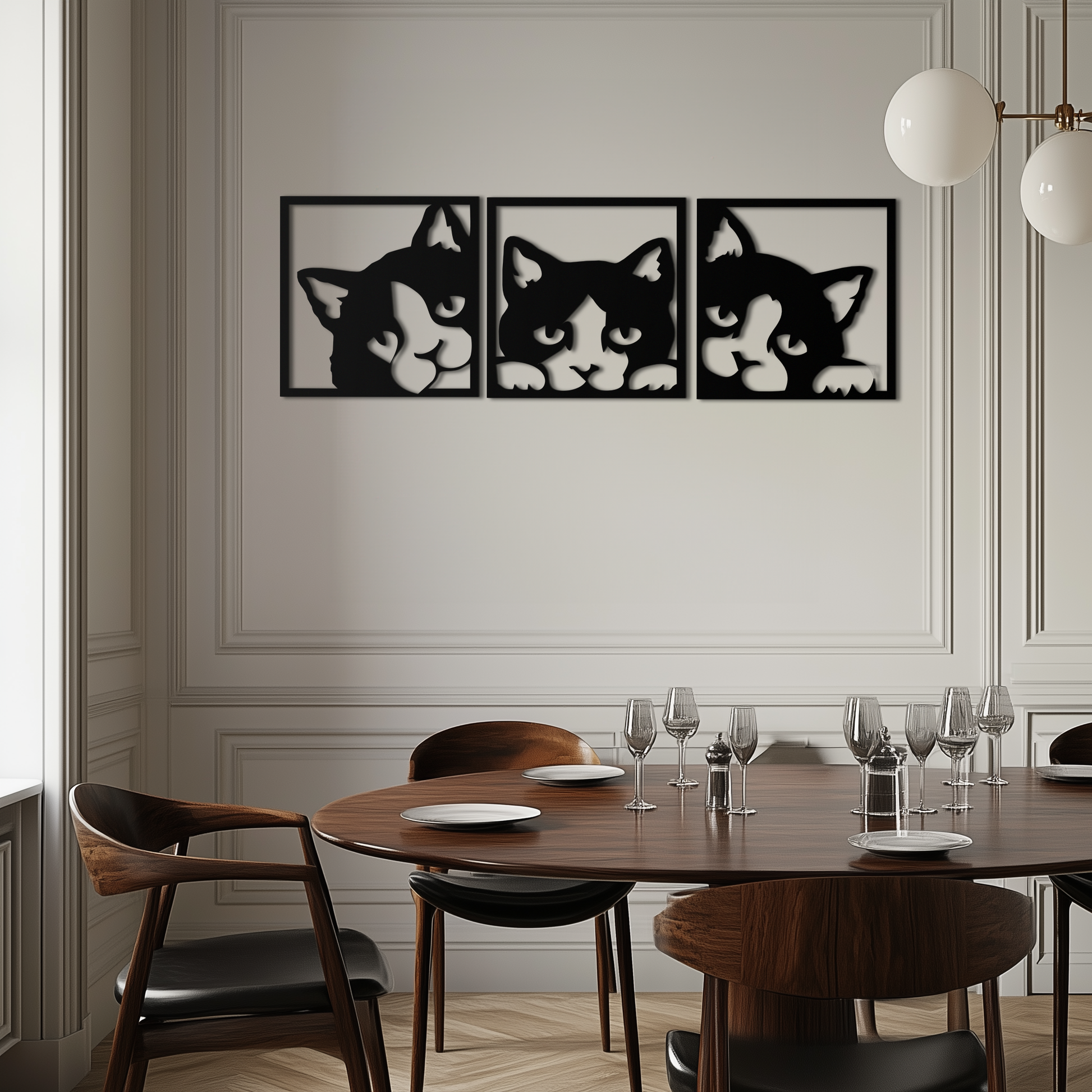 Curious Cats Metal Wall Art - Modern Minimalist Feline Decor - KAF051 - Tampa Home & Garden Store