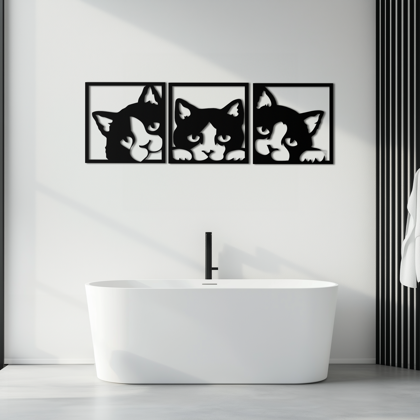 Curious Cats Metal Wall Art - Modern Minimalist Feline Decor - KAF051 - Tampa Home & Garden Store