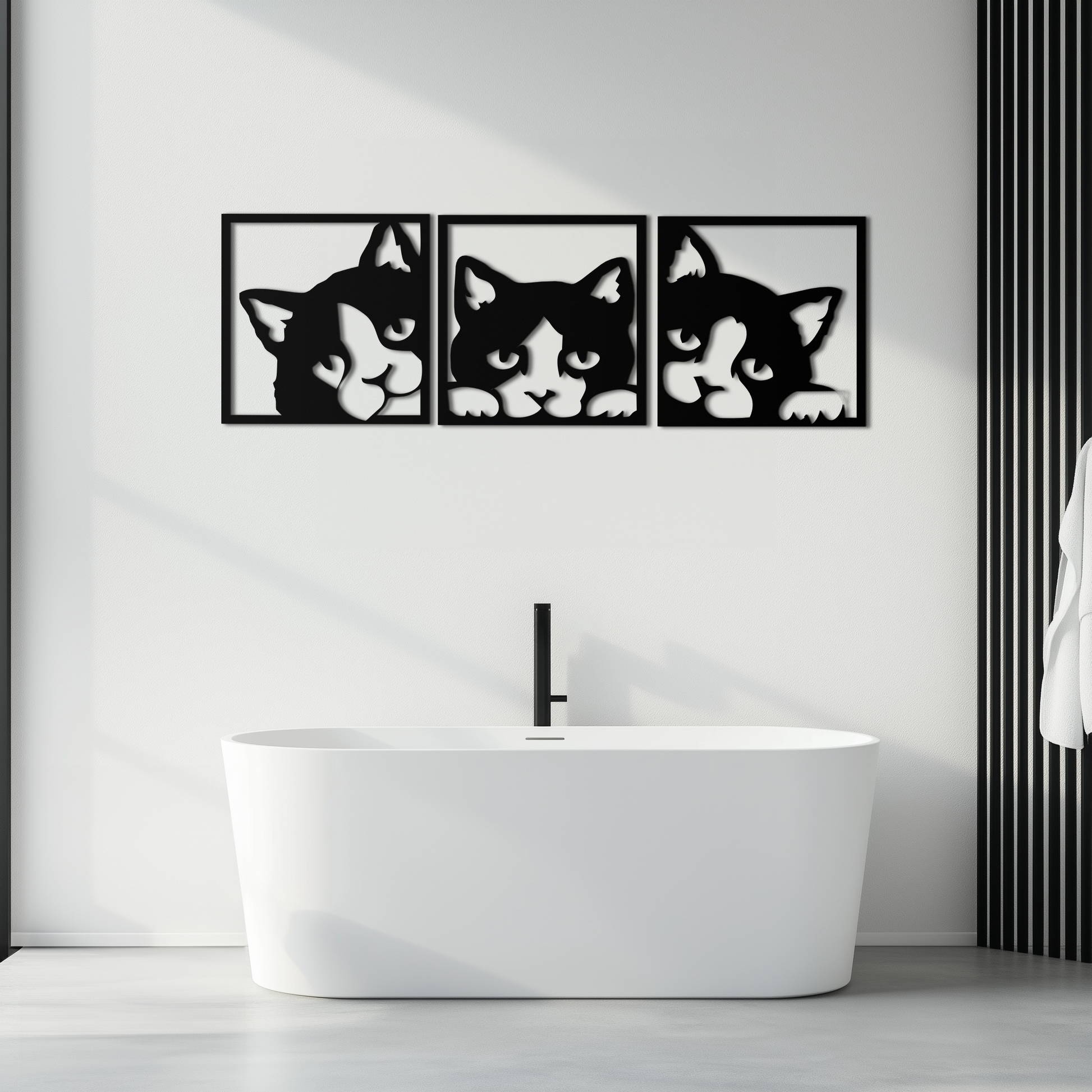 Curious Cats Metal Wall Art - Modern Minimalist Feline Decor - KAF051 - Tampa Home & Garden Store