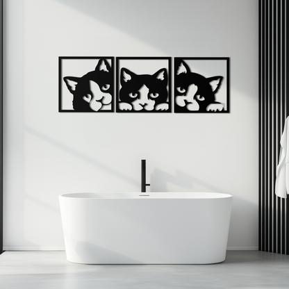 Curious Cats Metal Wall Art - Modern Minimalist Feline Decor - KAF051 - Tampa Home & Garden Store