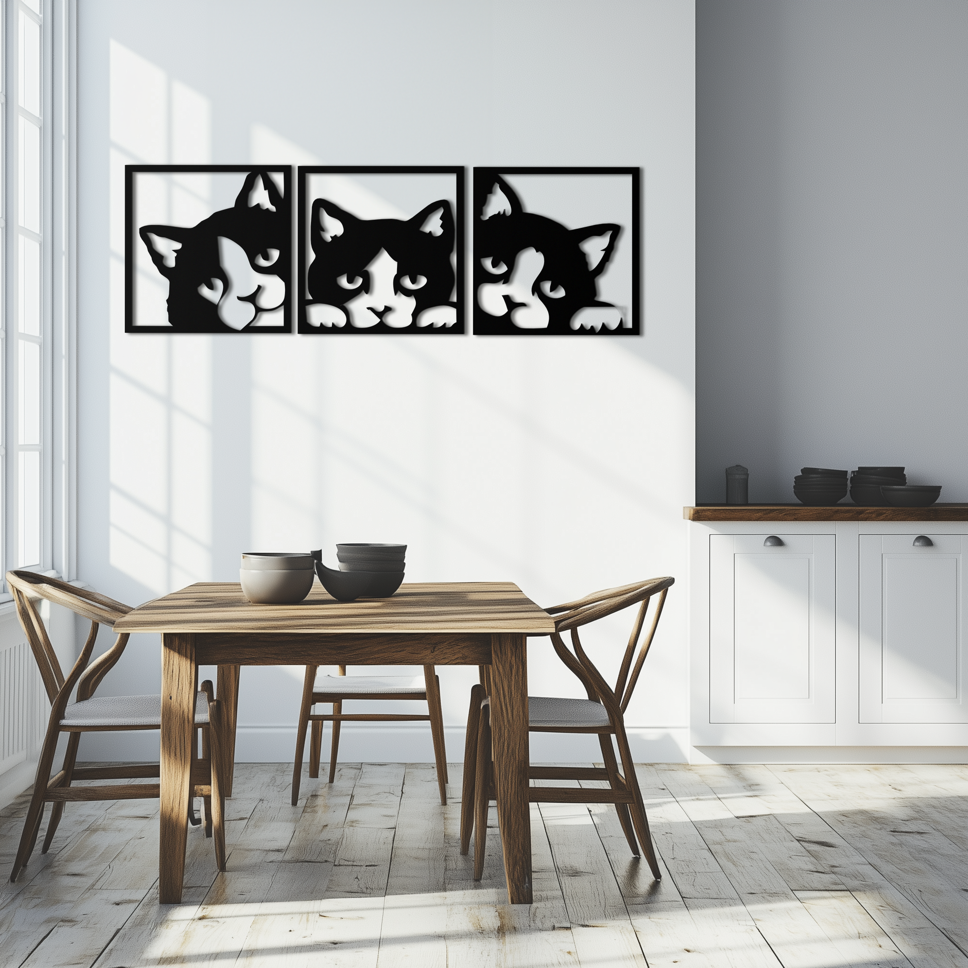 Curious Cats Metal Wall Art - Modern Minimalist Feline Decor - KAF051 - Tampa Home & Garden Store