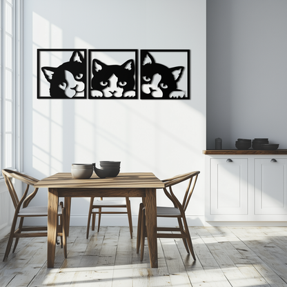 Curious Cats Metal Wall Art - Modern Minimalist Feline Decor - KAF051 - Tampa Home & Garden Store